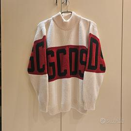 GCDS Dolcevita bianco  Big Logo in  Lana Merino 