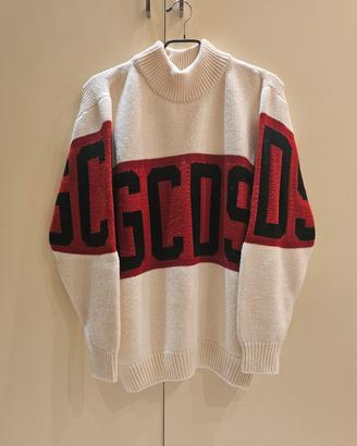 GCDS Dolcevita bianco  Big Logo in  Lana Merino 