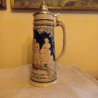 BOCCALE  DI  BIRRA TEDESCO  DECORATO  IN CERAMICA