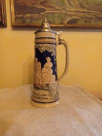 BOCCALE  DI  BIRRA TEDESCO  DECORATO  IN CERAMICA