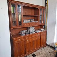 Libreria credenza in legno e vetro