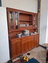 Libreria credenza in legno e vetro
