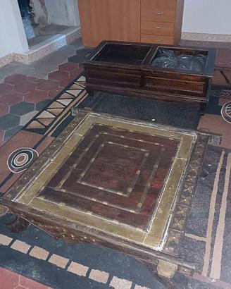 Tavolino etnico quadrato in legno massello – stile