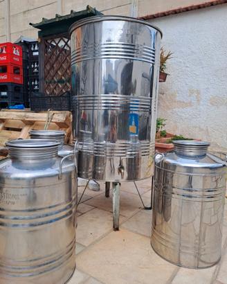 cisterna inox 300lt + 3 fusti inox 50lt