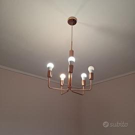 lampadario bronzo ora  luce lampadina