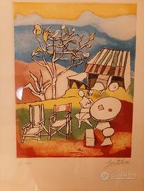 Franco Gentilini acquerello incorniciato