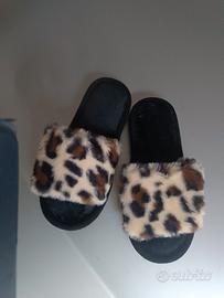 Pantofole donna pelose aperte in punta 36/37 nuove