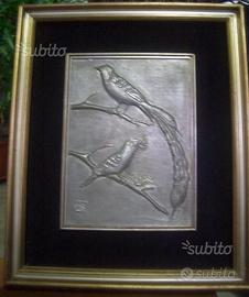 Quadro con pavone in rilievo