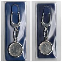 (BIGA)PORTACHIAVI CON 500 LIRE ARGENTO