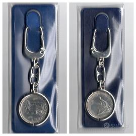 (BIGA)PORTACHIAVI CON 500 LIRE ARGENTO