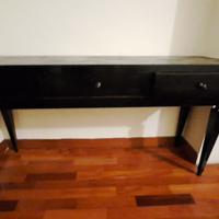 Consolle nera in legno con 3 cassetti