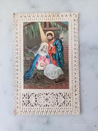 Santino antico Sacra famiglia con pizzo 