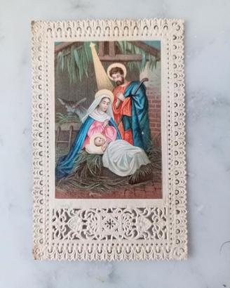 Santino antico Sacra famiglia con pizzo 
