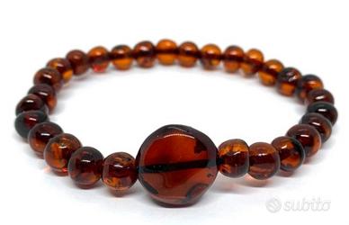 Bracciale in ambra baltica 100% naturale unisex .