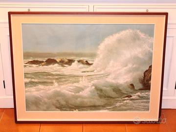 Quadro Vintage Paesaggio Marino con Cornice Grande