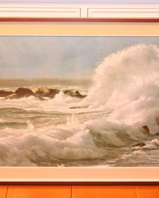 Quadro Vintage Paesaggio Marino con Cornice Grande