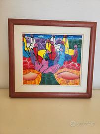 Quadro dipinto colorato stile africano