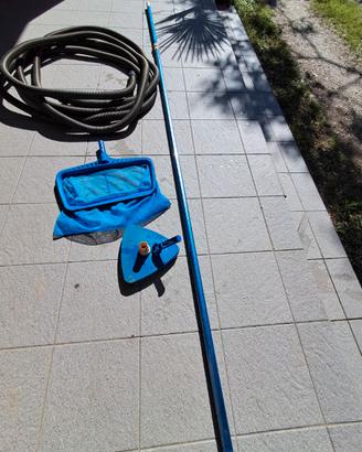 Kit pulizia piscina-asta telescopica, tubo, retina