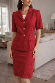 Tailleur rosso elegante L/XL con bottoni dorati