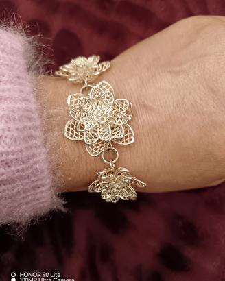 Bracciale donna fiore argento