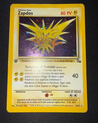 Zapdos Holo Prima Edizione Fossil 15/62