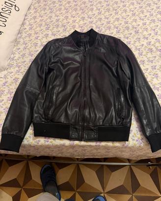chiodo nero Combipel tg 52 pelle vera