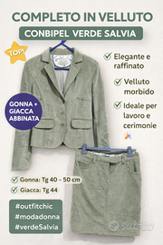 Completo gonna giacca in velluto Conbipel tg 40/44