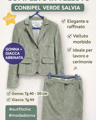 Completo gonna giacca in velluto Conbipel tg 40/44