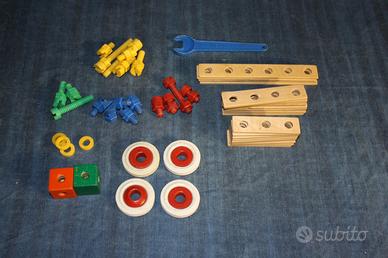 Meccano in legno e plastica anni 70