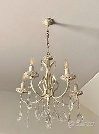 Lampadario vintage con gocce (5 braccia)