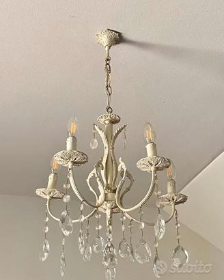 Lampadario vintage con gocce (5 braccia)