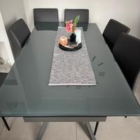 Tavolo pranzo allungabile Vetro grigio elegante
