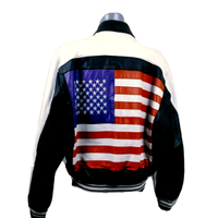 Vintage 80 Bomber pelle B.O.S American Flag tg M