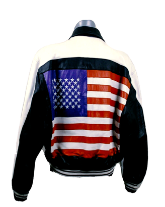 Vintage 80 Bomber pelle B.O.S American Flag tg M