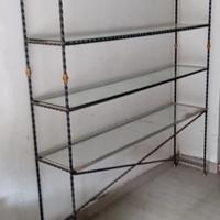 scaffale  vetro e ferro battuto