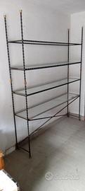 scaffale  vetro e ferro battuto