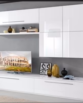 Mobile soggiorno moderno bianco lucido componibile