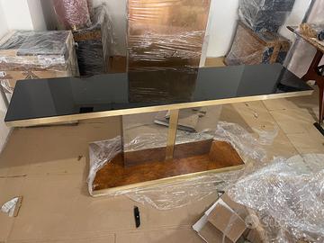 Tavolo console in acciaio e specchio
