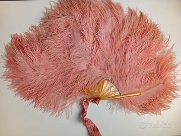 Enorme ventaglio piume di struzzo Rosa e Bachelite
