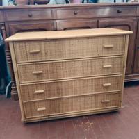 cassettiera in vimini e bambù anni 70 