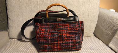 Borsa Carpisa in pelle e tessuto, stile  Hermes.