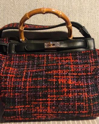 Borsa Carpisa in pelle e tessuto, stile  Hermes.