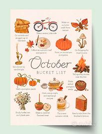 Autumn October Bucket List Decorative Art Poster