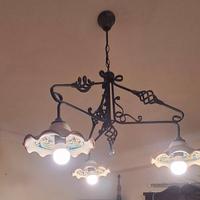Lampadario ferro e ceramica 