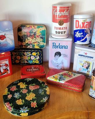 Box di latta vintage pubblicità varie. Sped.incl.