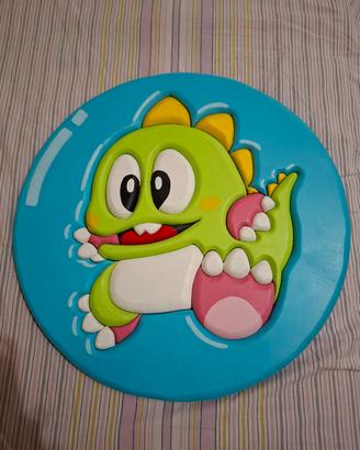 quadro legno bubble bobble arcade game