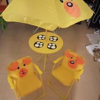 set tavolo con sedie e ombrellone per bimbi