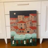 Olio su tavola Paesaggio Naif 8
