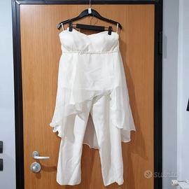 Abito da sposa moderno 2 pezzi con pantaloni e top