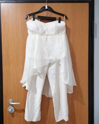 Abito da sposa moderno 2 pezzi con pantaloni e top